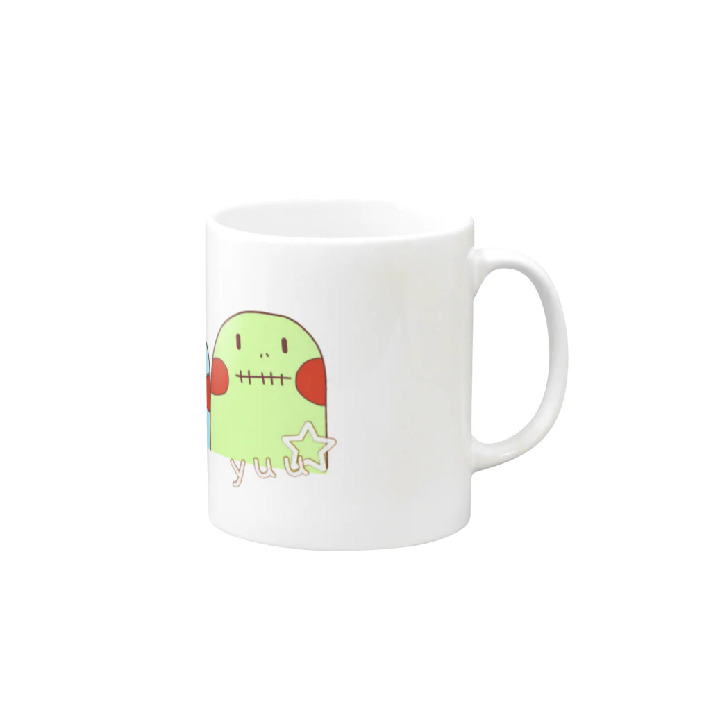 Yuuのyuuオリジナルイラスト7 ポコちゃん三兄弟 Mug :right side of the handle