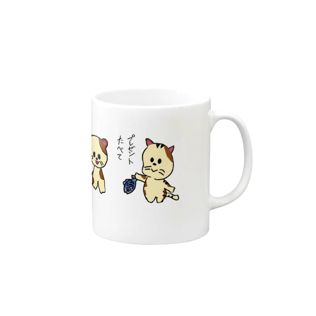 温泉ゆどうふのプレゼントする猫 Mug :right side of the handle