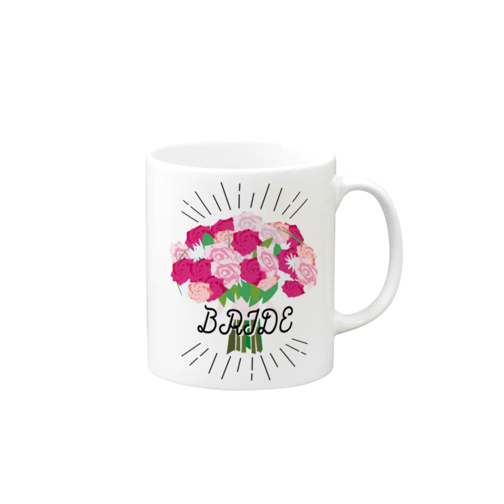 ペアTシャツ屋のシバヤさんのペア(BRIDE)　ブーケ Mug :right side of the handle