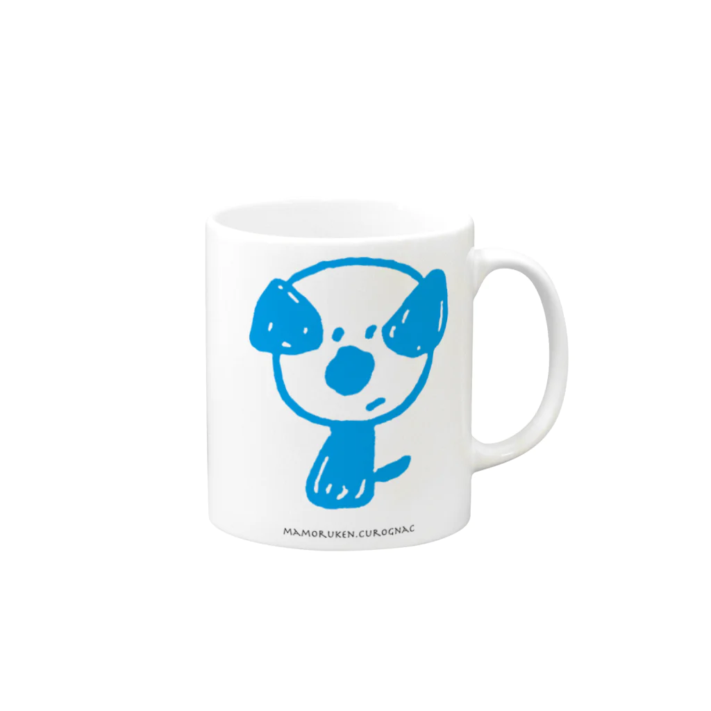 CUROGNACのmamoruken（まもるけん！） blue Mug :right side of the handle