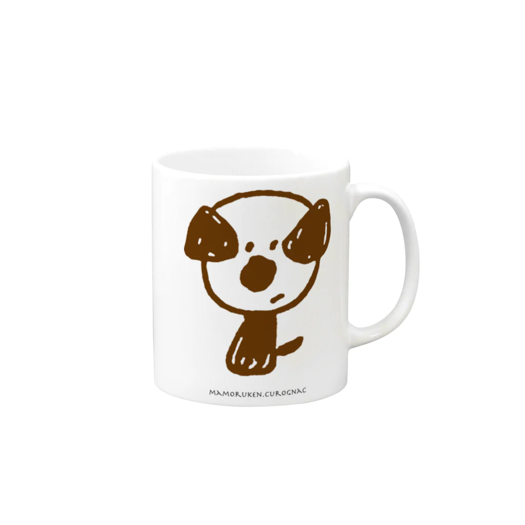 CUROGNACのmamoruken（まもるけん！）brown Mug :right side of the handle