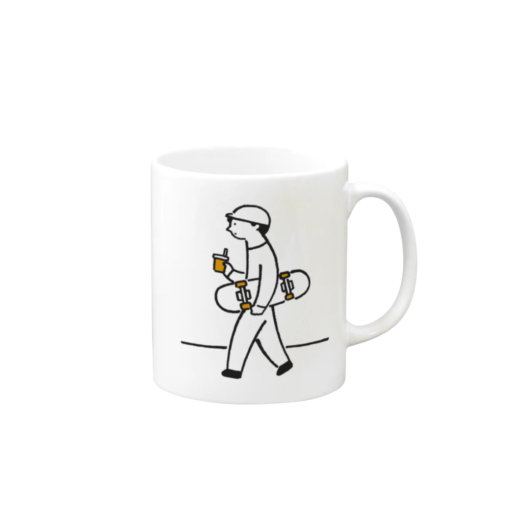 山本啓太さんのSUZURIショップのスケボーくんのマグカップ Mug :right side of the handle