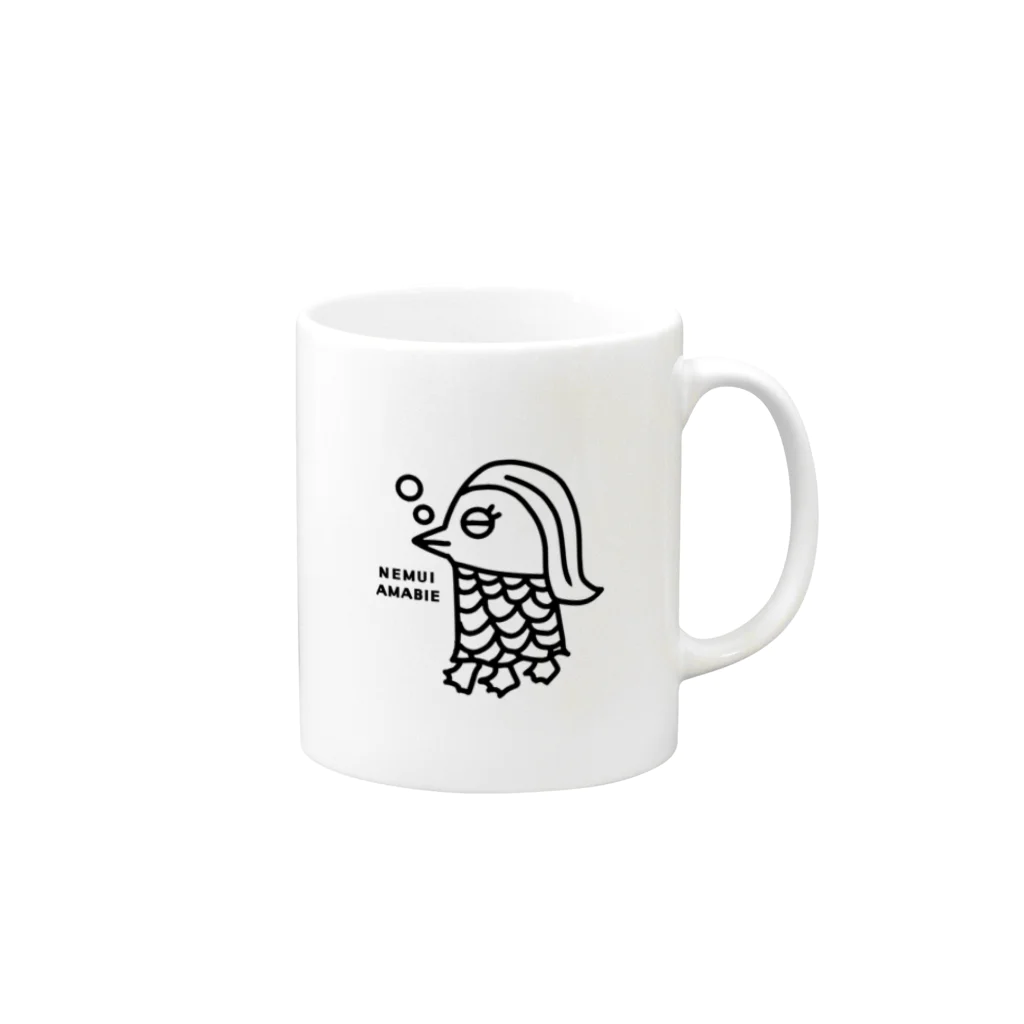 エクレアンショップの眠いアマビエ Mug :right side of the handle