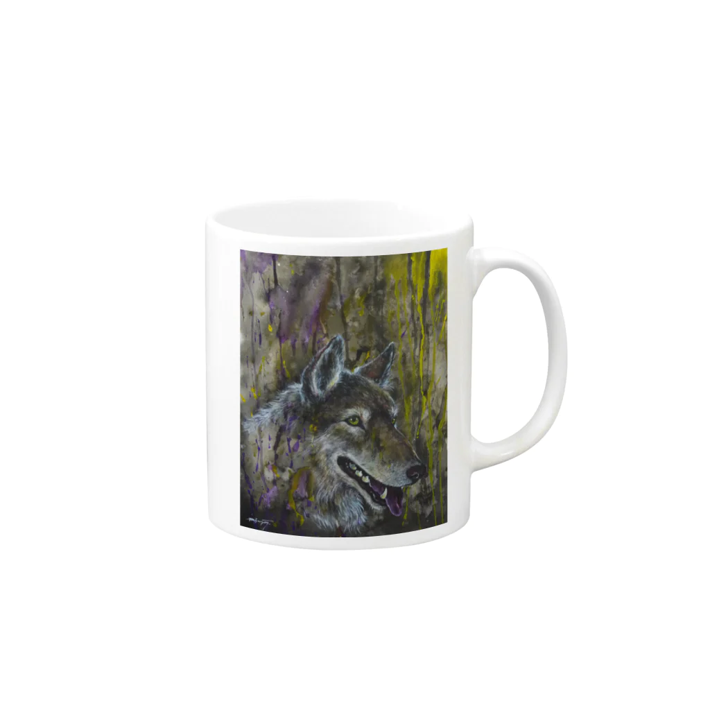 永久凍土の国の白夜のオオカミ Mug :right side of the handle