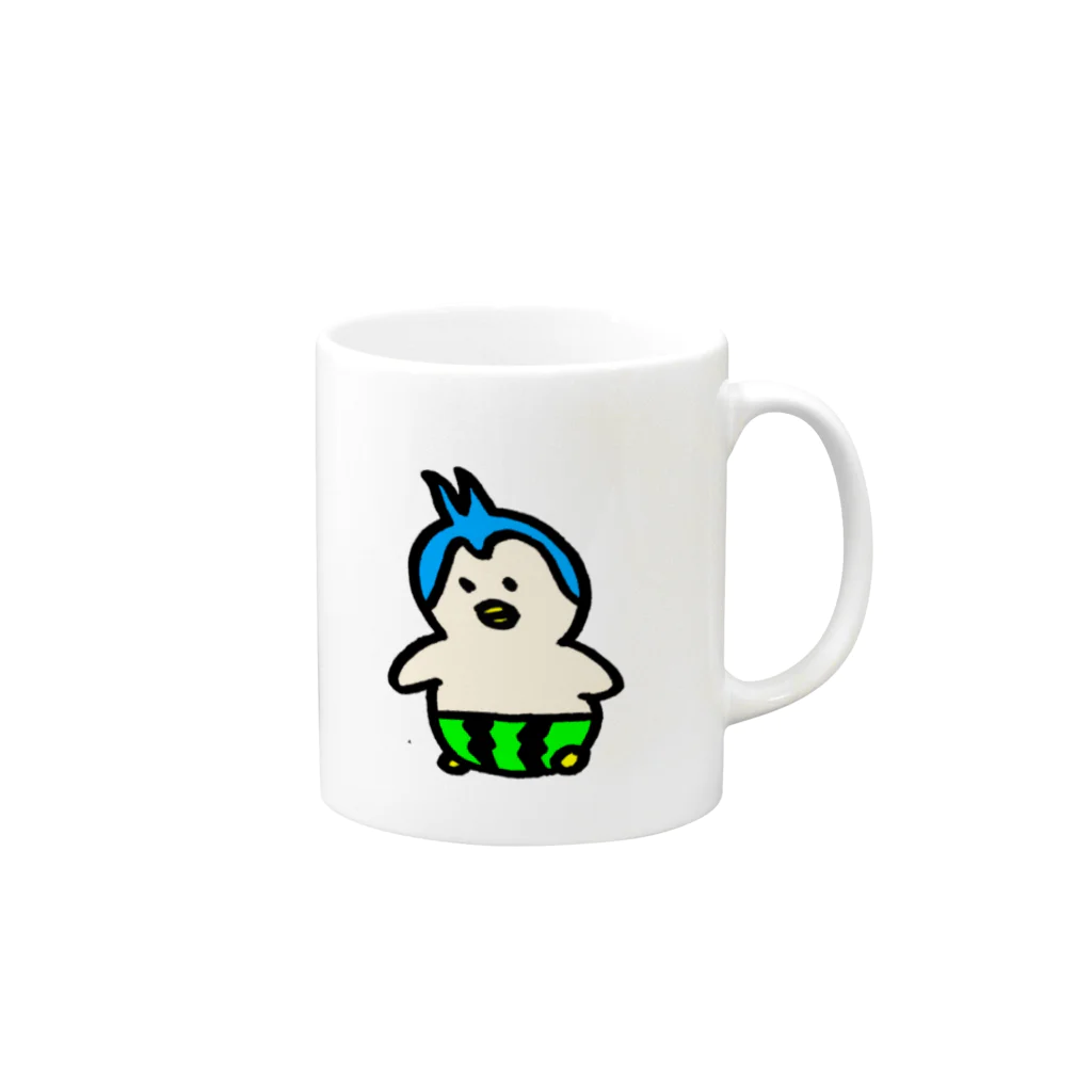 しゅらぼんのお絵描き。のスイカパンツのペンギンくん Mug :right side of the handle