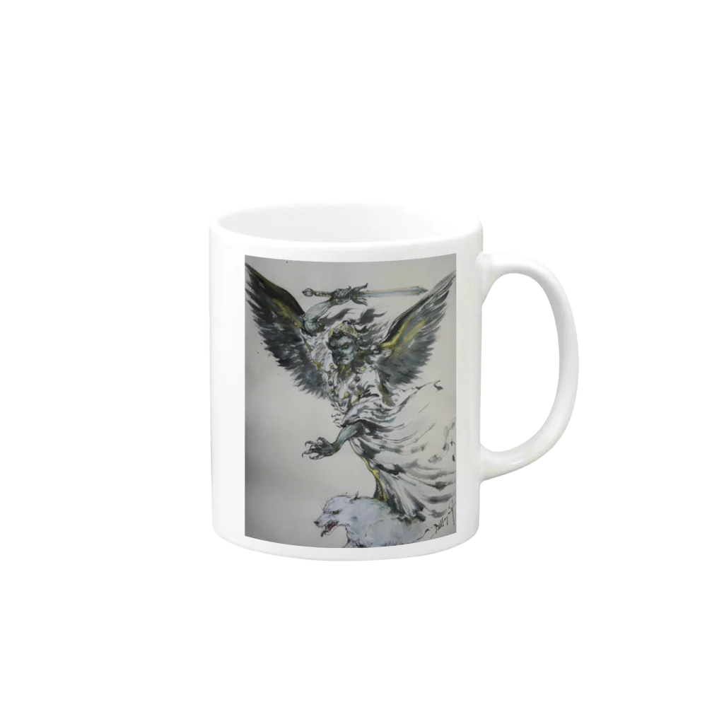 永久凍土の国の白夜のカラス天狗 Mug :right side of the handle