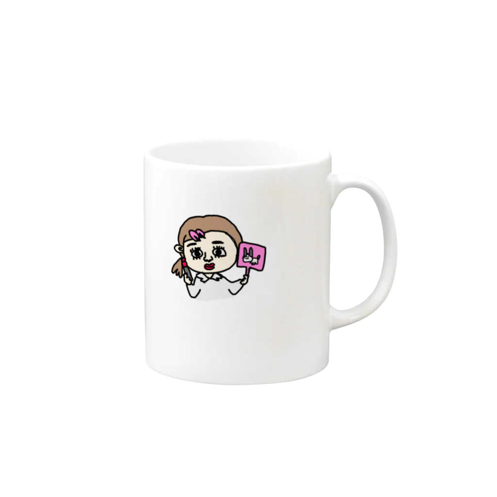 ニコニコ❤︎お肉のメイク中の女の子 Mug :right side of the handle