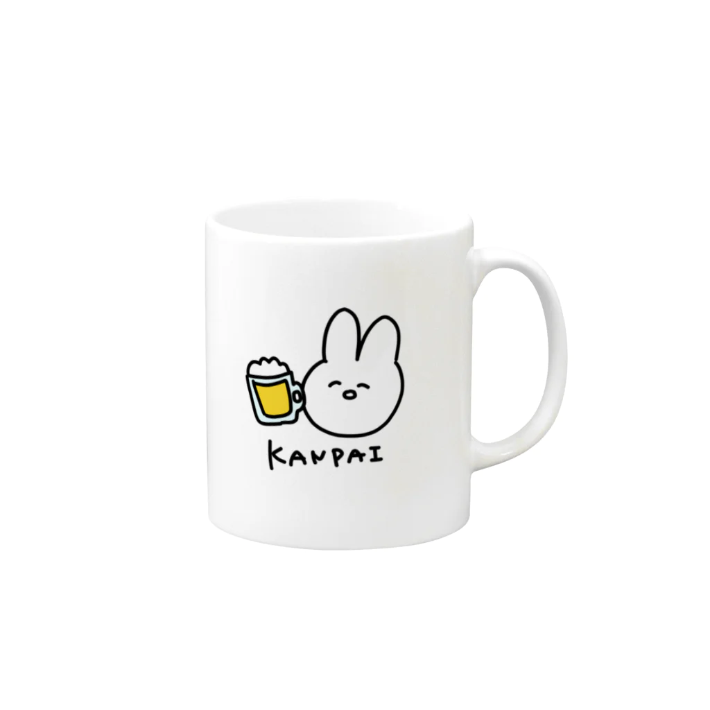 ふじやま商店のうさぎのカンパイ Mug :right side of the handle