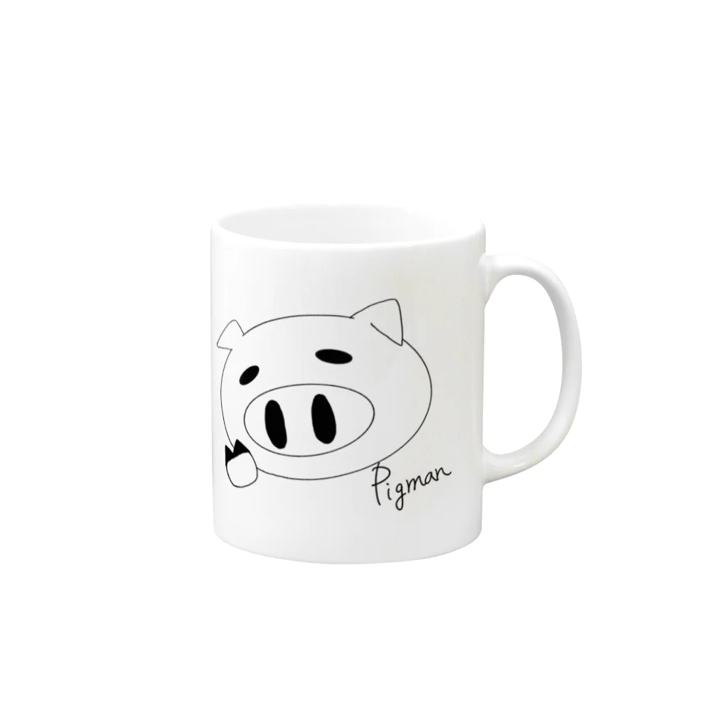 ピッグまんのピッグまんロゴ Mug :right side of the handle