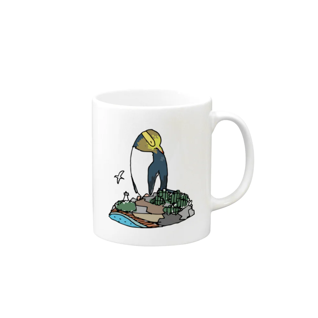 ペンギンパカリのキガシラペンギン Mug :right side of the handle