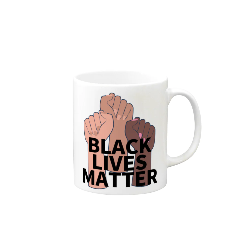 RIRI_designのBLACK LIVES MATTER（ブラック・ライブス・マター）拳 マグカップの取っ手の右面