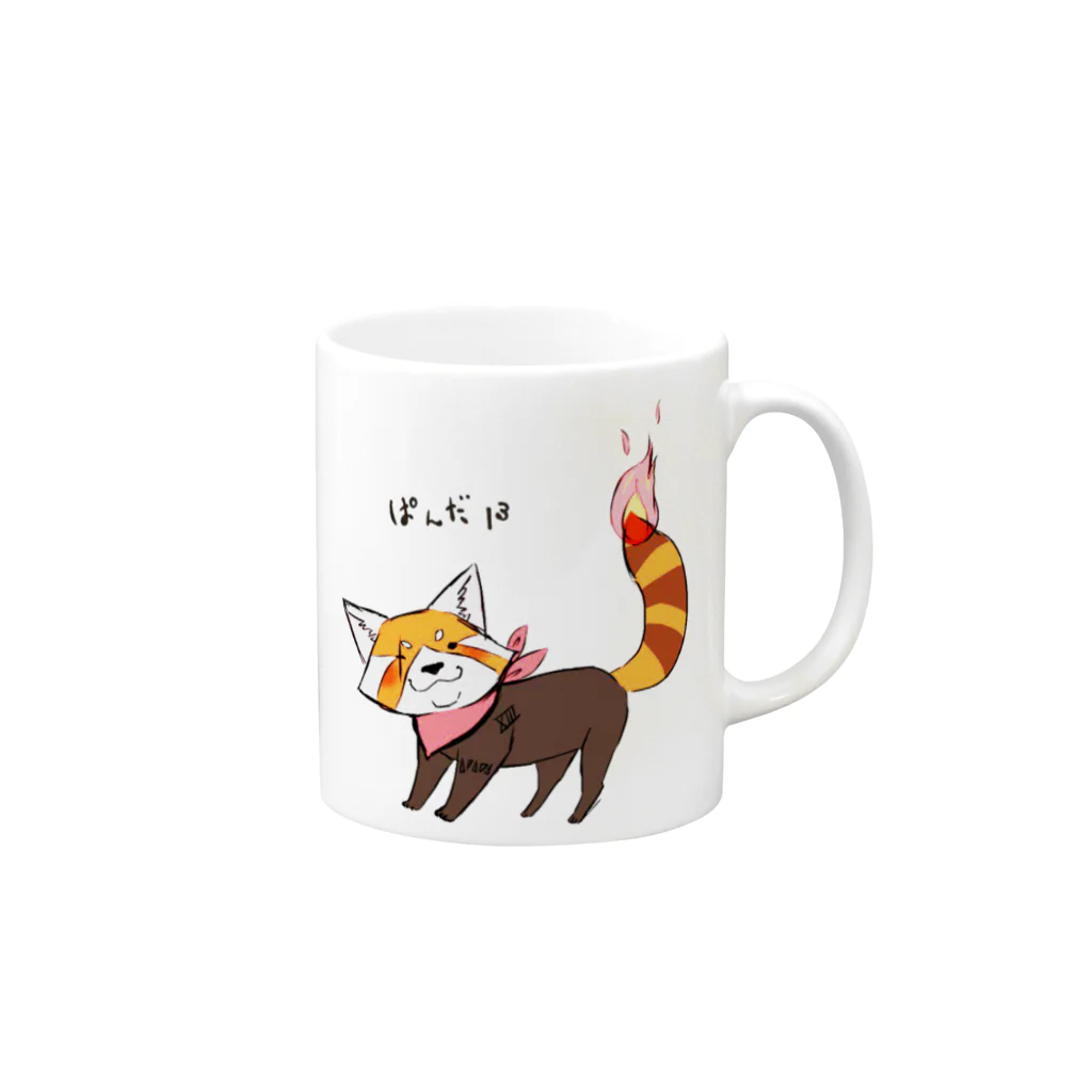 ハイブリッドエンジンのしゃちょぱんだグッズ Mug :right side of the handle