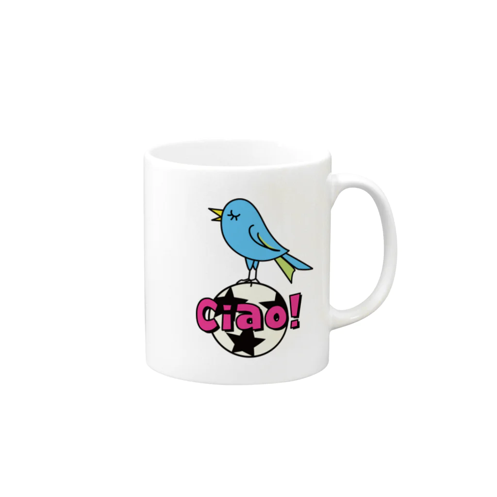 森のどうぶつサッカーshopのウインガーの小鳥 Mug :right side of the handle