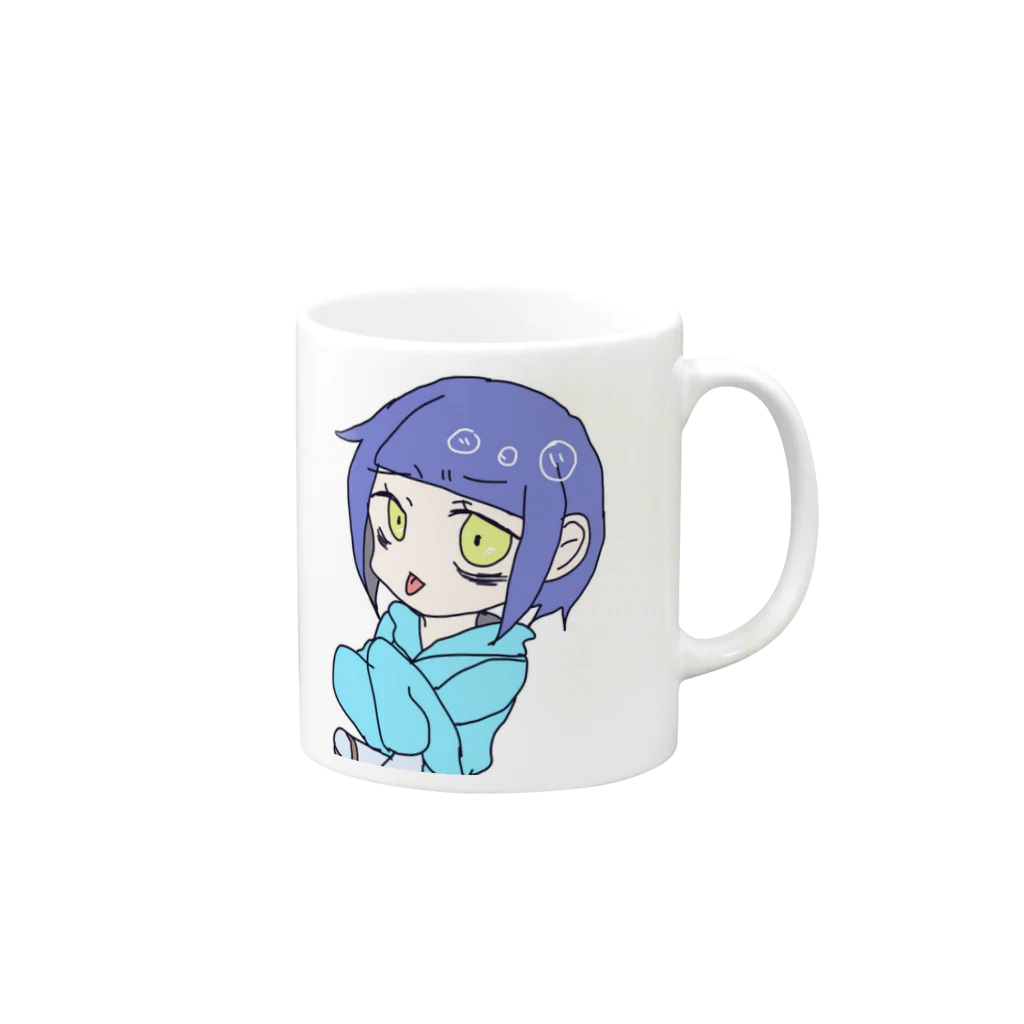 青リンゴのgirl Mug :right side of the handle