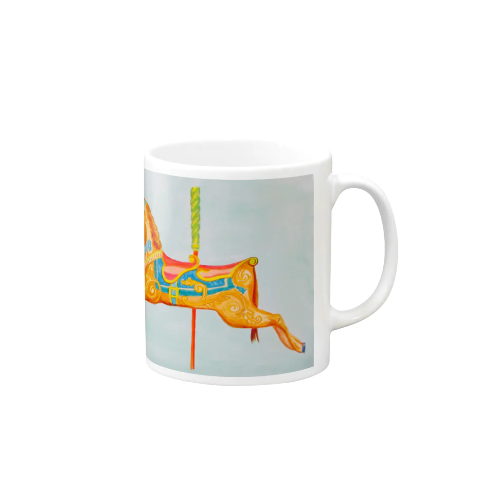 store.ichigohimeのcarousel watercolor Mug :right side of the handle