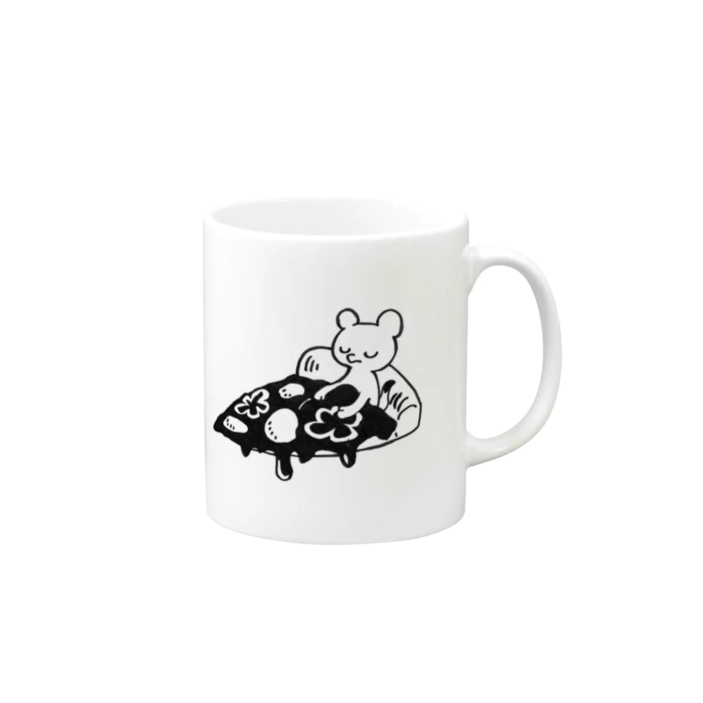 くずりのpizza bedオコジョ Mug :right side of the handle