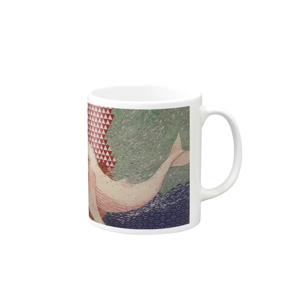 なっちゅ雑貨店の導き（赤くじら） Mug :right side of the handle