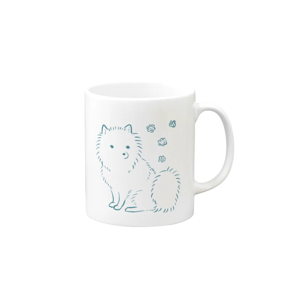 しろねこまんじゅうshopのしんぷる日本スピッツ２ Mug :right side of the handle