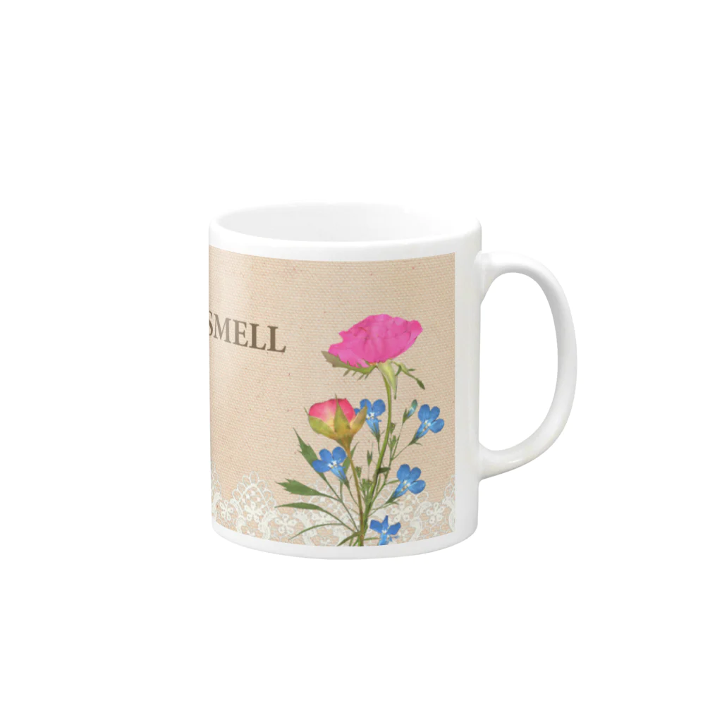 HAGUMIのStop and smell the roses Mug :right side of the handle