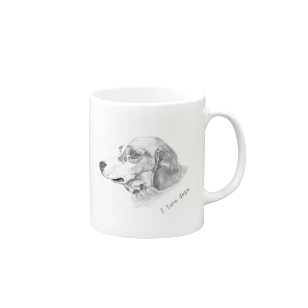 Y.ShimaのI love dogs. ｰデッサン- Mug :right side of the handle