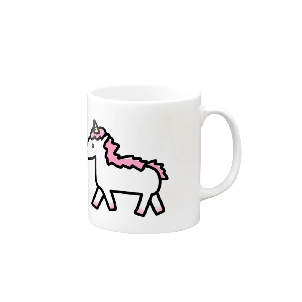 つゆあめのピンクのユニコーンちゃん Mug :right side of the handle