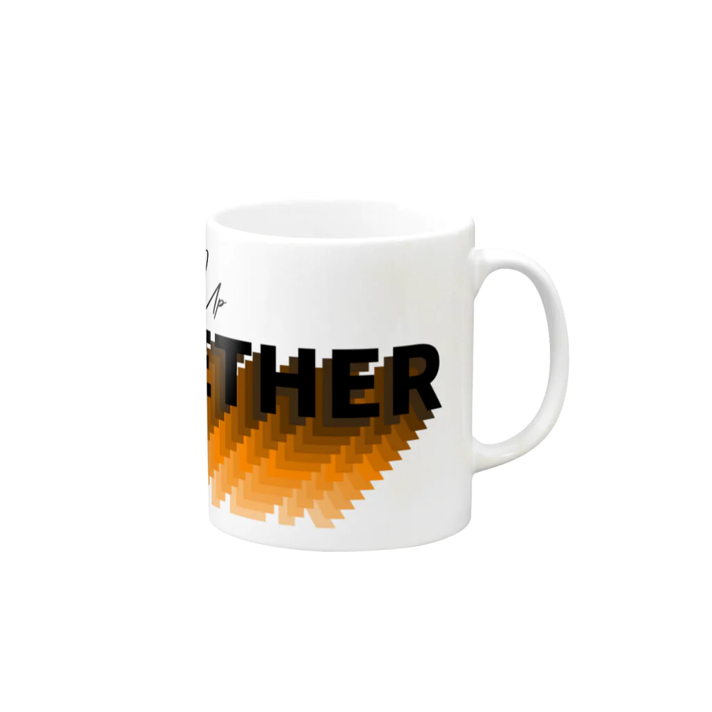RIRI_designのStand Up Together（スタンド・アップ・トゥゲザー）イエロー オレンジベース Mug :right side of the handle