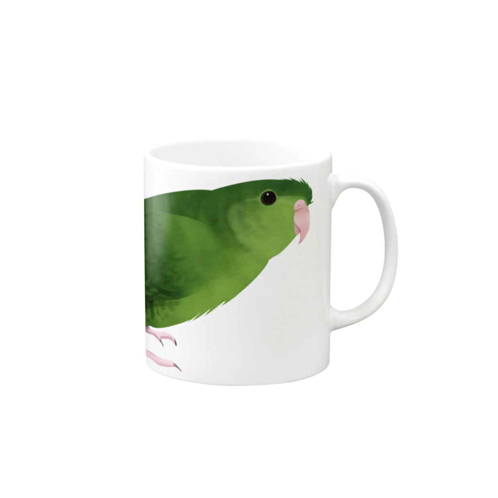 まめるりはことりのサザナミインコ　グリーン【まめるりはことり】 Mug :right side of the handle