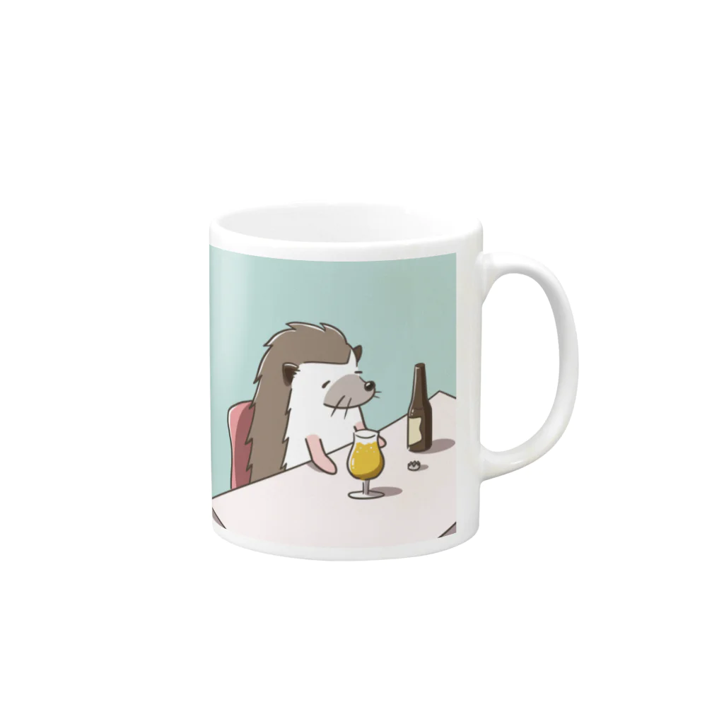 ハリネズミイラスト🦔のフライデー・ナイト Mug :right side of the handle