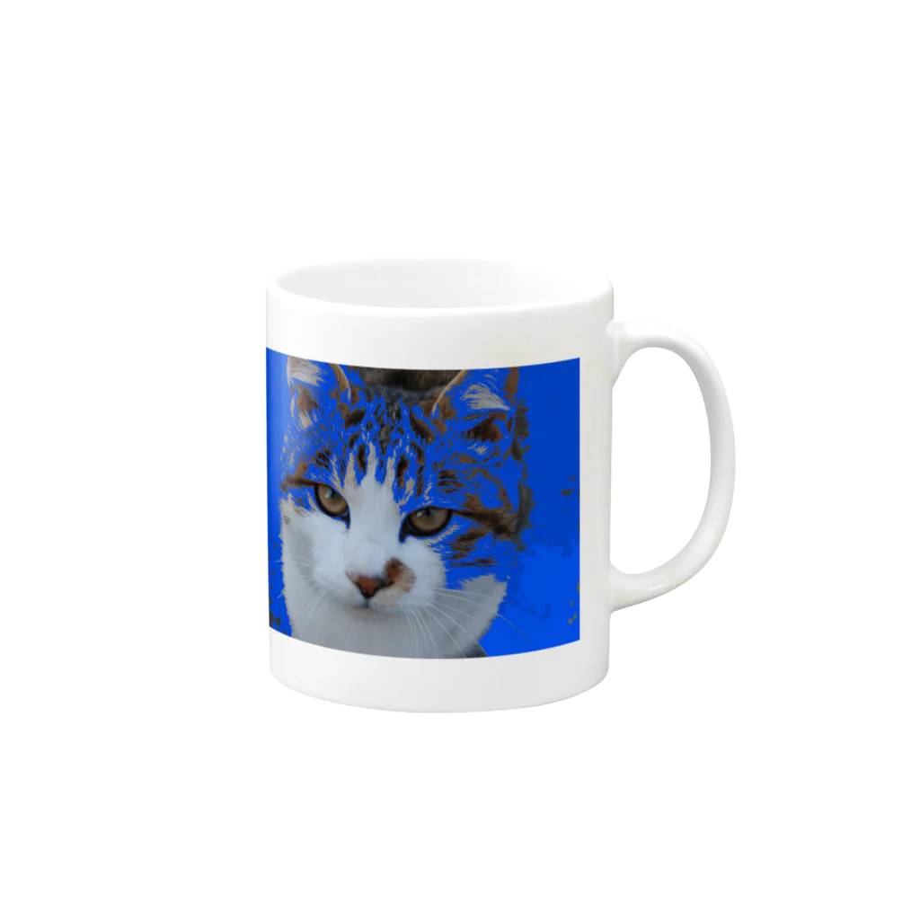 青空ねこ屋のBLUE HOKU Mug :right side of the handle