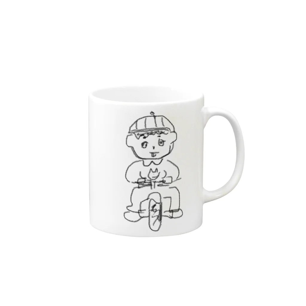 いちごせんせいのゆめかわ工場のたーくんの電動自転車の夢 Mug :right side of the handle