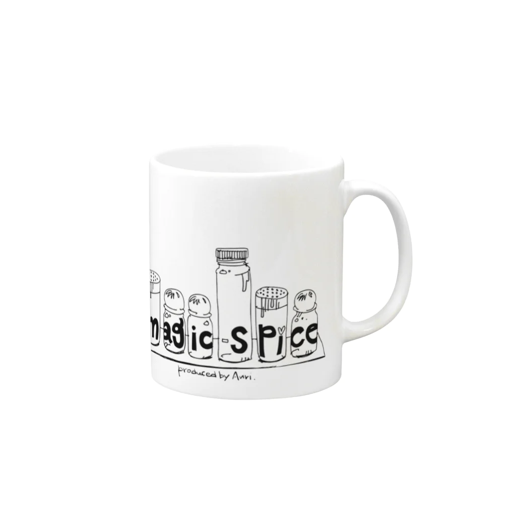 Drums and Cajon　あんりのmagic spice　Tシャツ Mug :right side of the handle