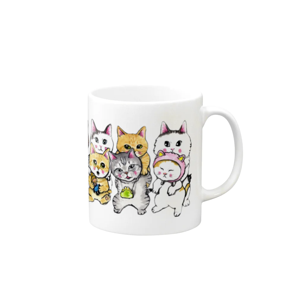 tantan&ikoのお店の猫ちゃん家族👛 Mug :right side of the handle