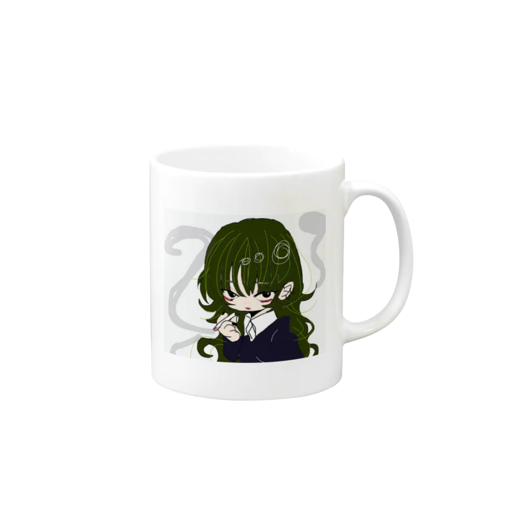 青リンゴのゆめかわいい女の子 Mug :right side of the handle