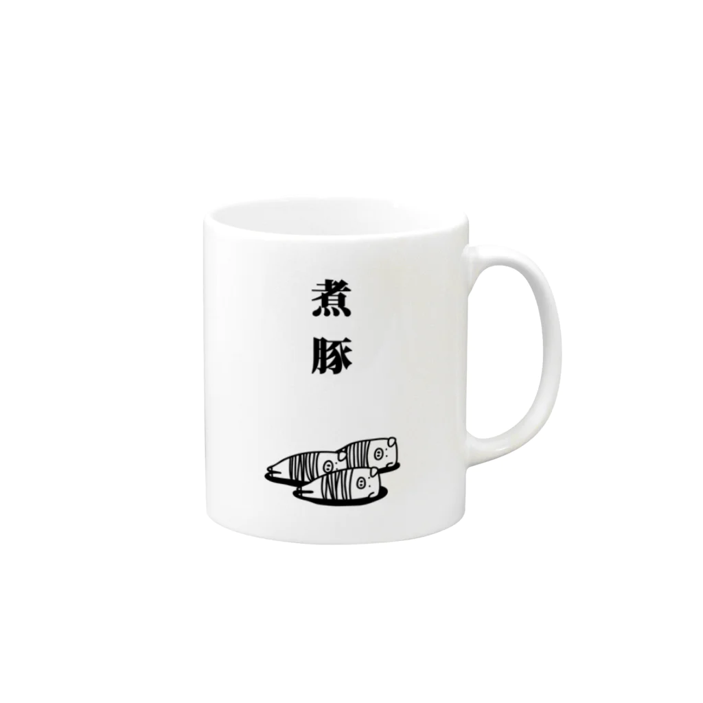 PokuStarの煮豚　x3 Mug :right side of the handle