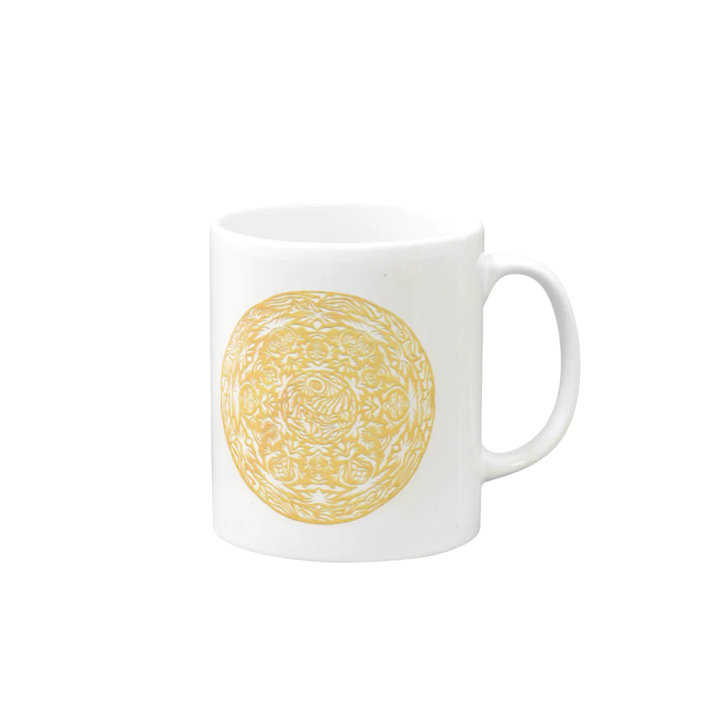 Maru ⭕ MandalaのMaru ⭕ Mandala 繁栄(白) Mug :right side of the handle