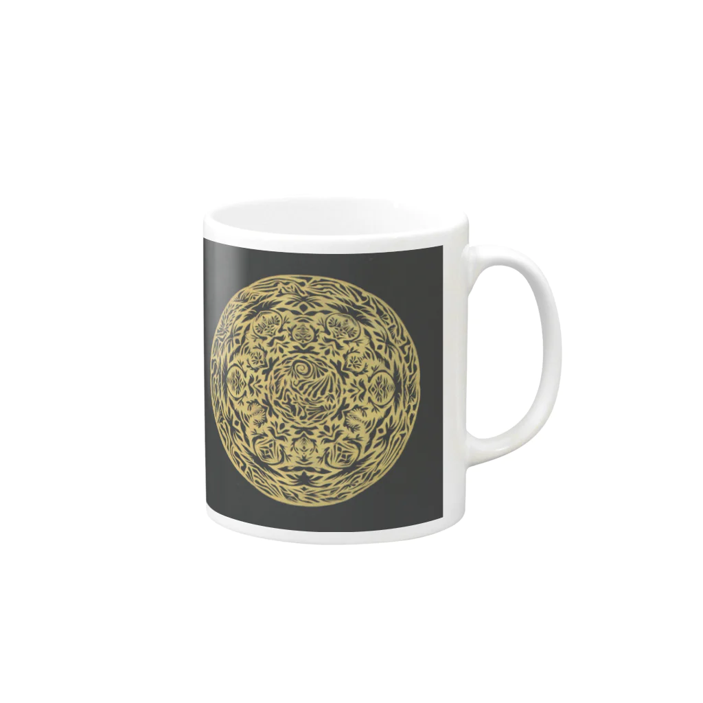 Maru ⭕ MandalaのMaru ⭕ Mandala 繁栄(黒) Mug :right side of the handle