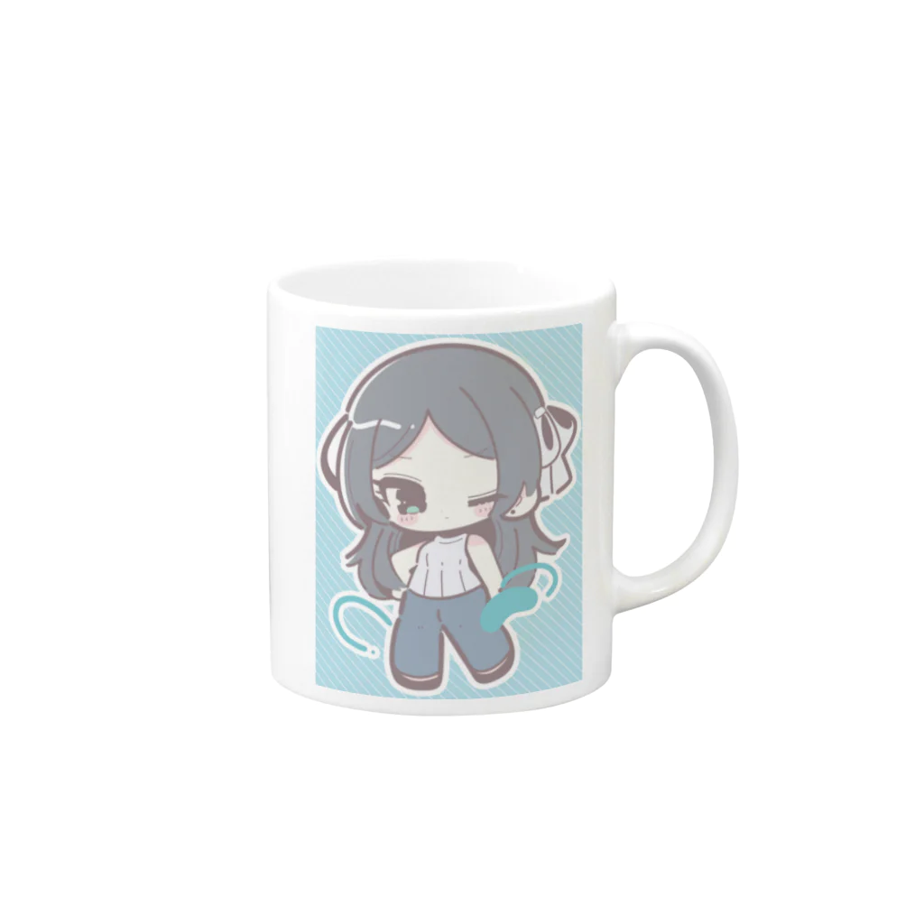 おんなどもの可愛いグッズショップのぱすてるもにちゃん Mug :right side of the handle