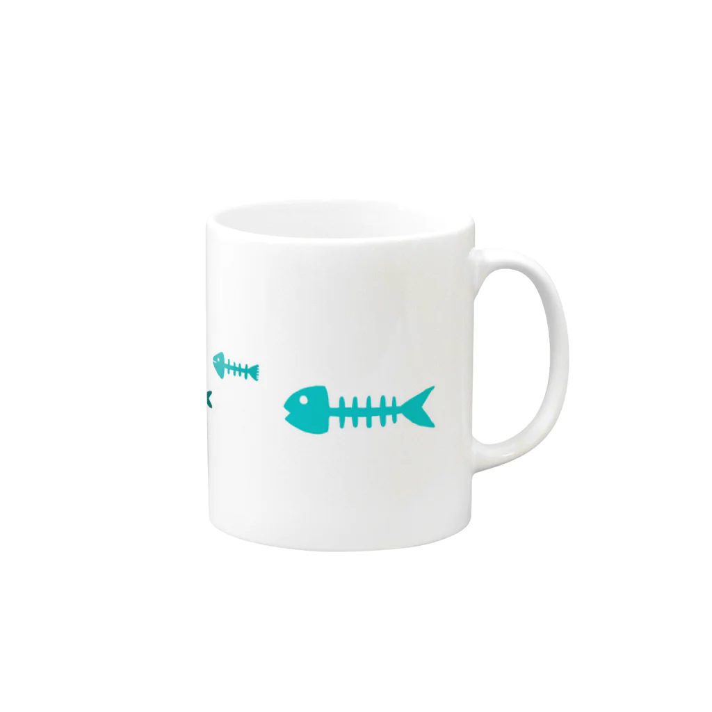 朝鴉堂★ハンドメイド販売の魚の骨 Mug :right side of the handle