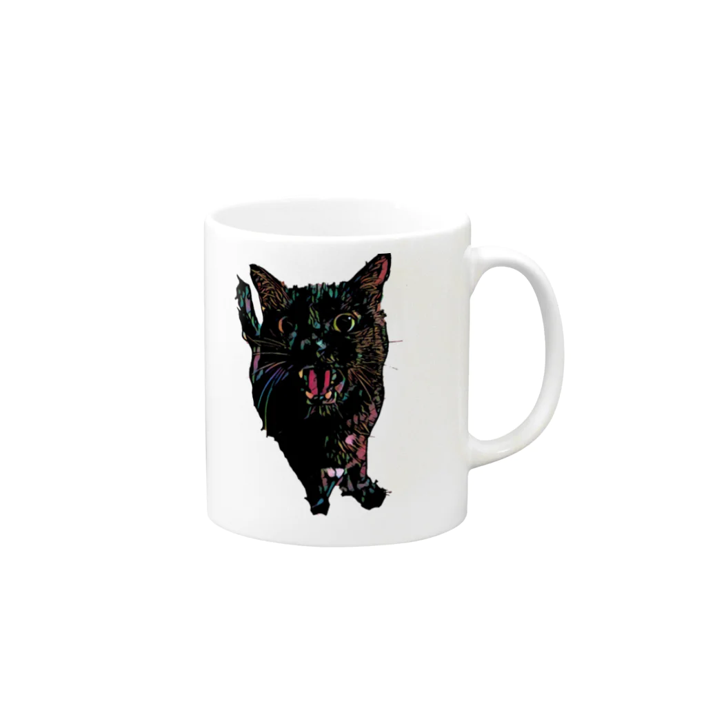 〇〇黒猫。のおねだり黒猫。 マグカップの取っ手の右面
