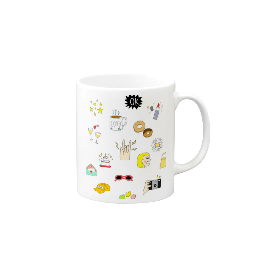 pocaのお絵描きの細かいタッチな子たち♡ Mug :right side of the handle