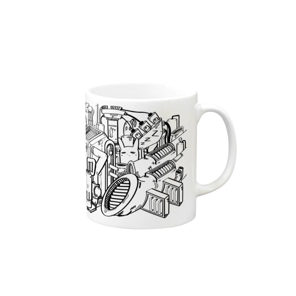 あおきあかひさのごちゃごちゃ Mug :right side of the handle