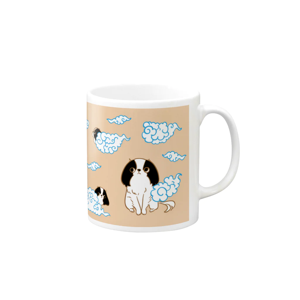 きょみこの狆グッズのおみせのもくもく雲でかくれんぼ狆 Mug :right side of the handle