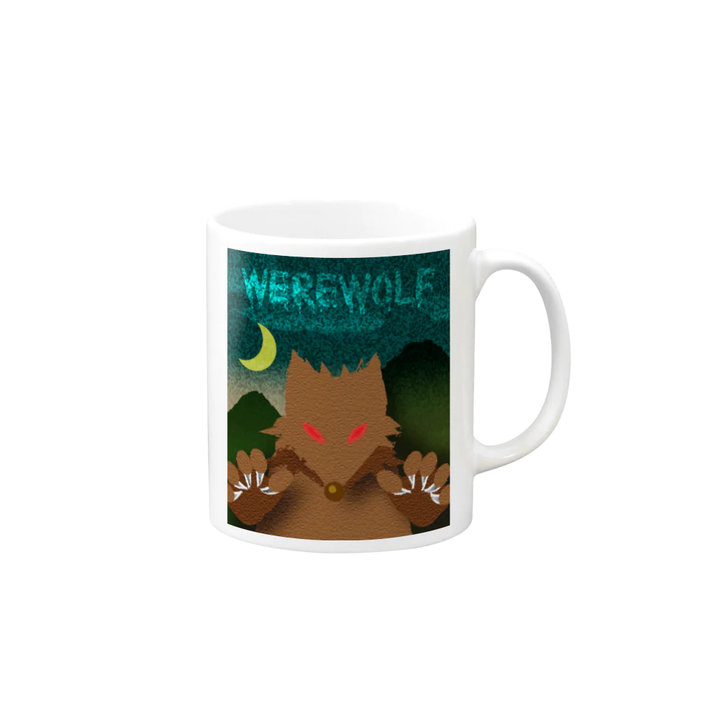 webookerの人狼（ホラーテイスト） Mug :right side of the handle