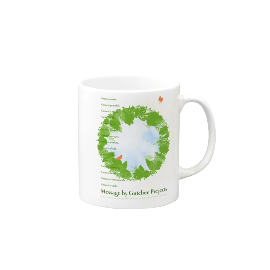 Gutchee ProjectsのGreen message_tsc01 Mug :right side of the handle