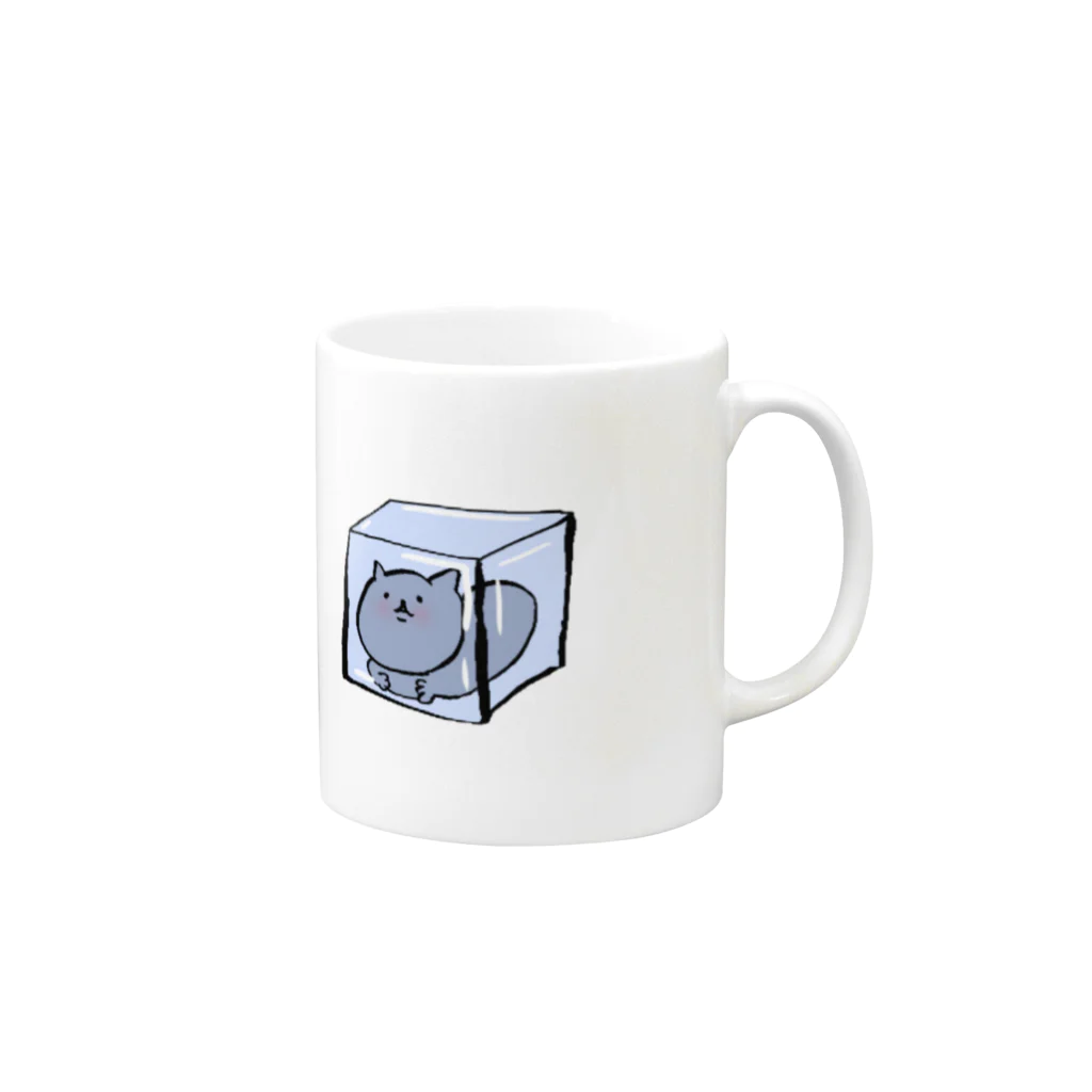 manulshopの凍ってるねこちゃん Mug :right side of the handle