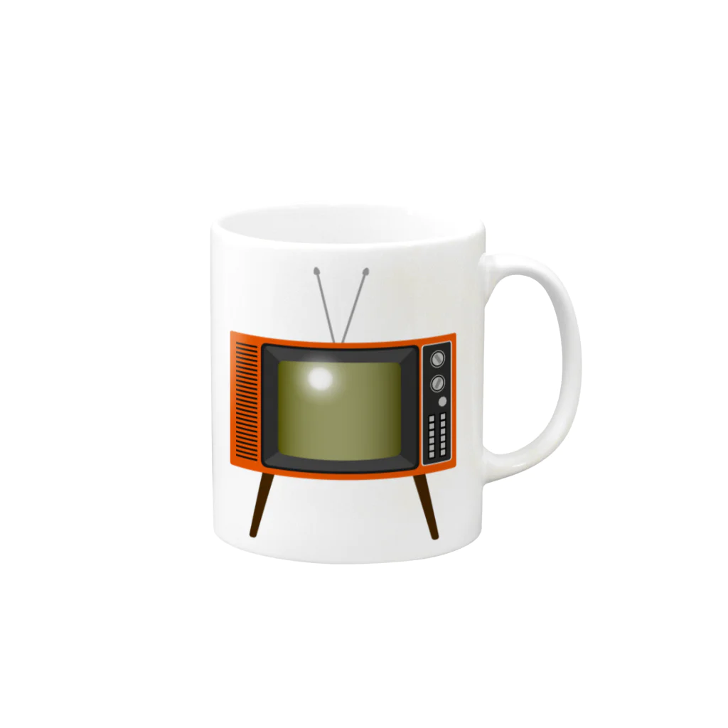 illust_designs_labのレトロな昭和の可愛いテレビのイラスト 脚付き  Mug :right side of the handle