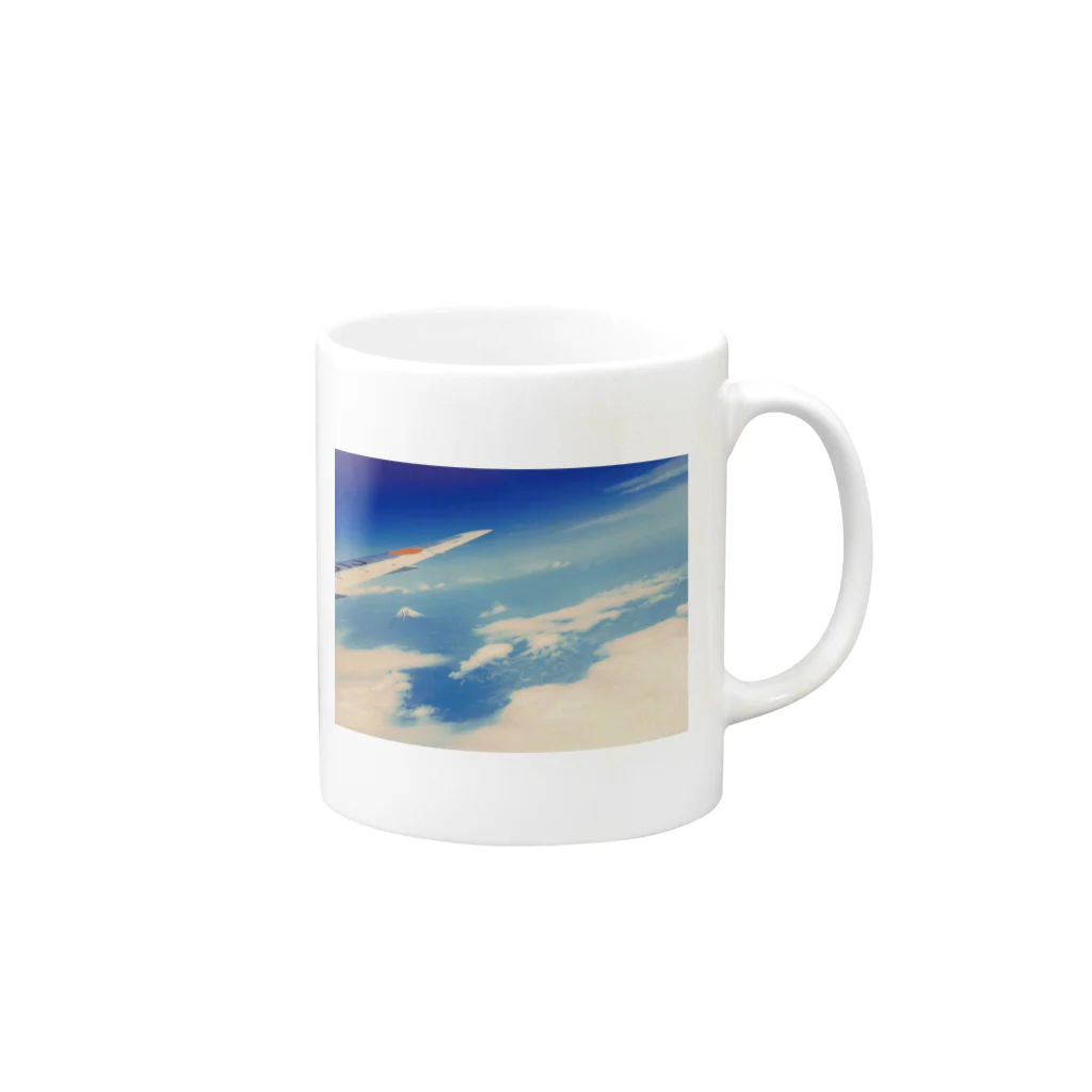 mammamiaの富士山と飛行機 Mug :right side of the handle