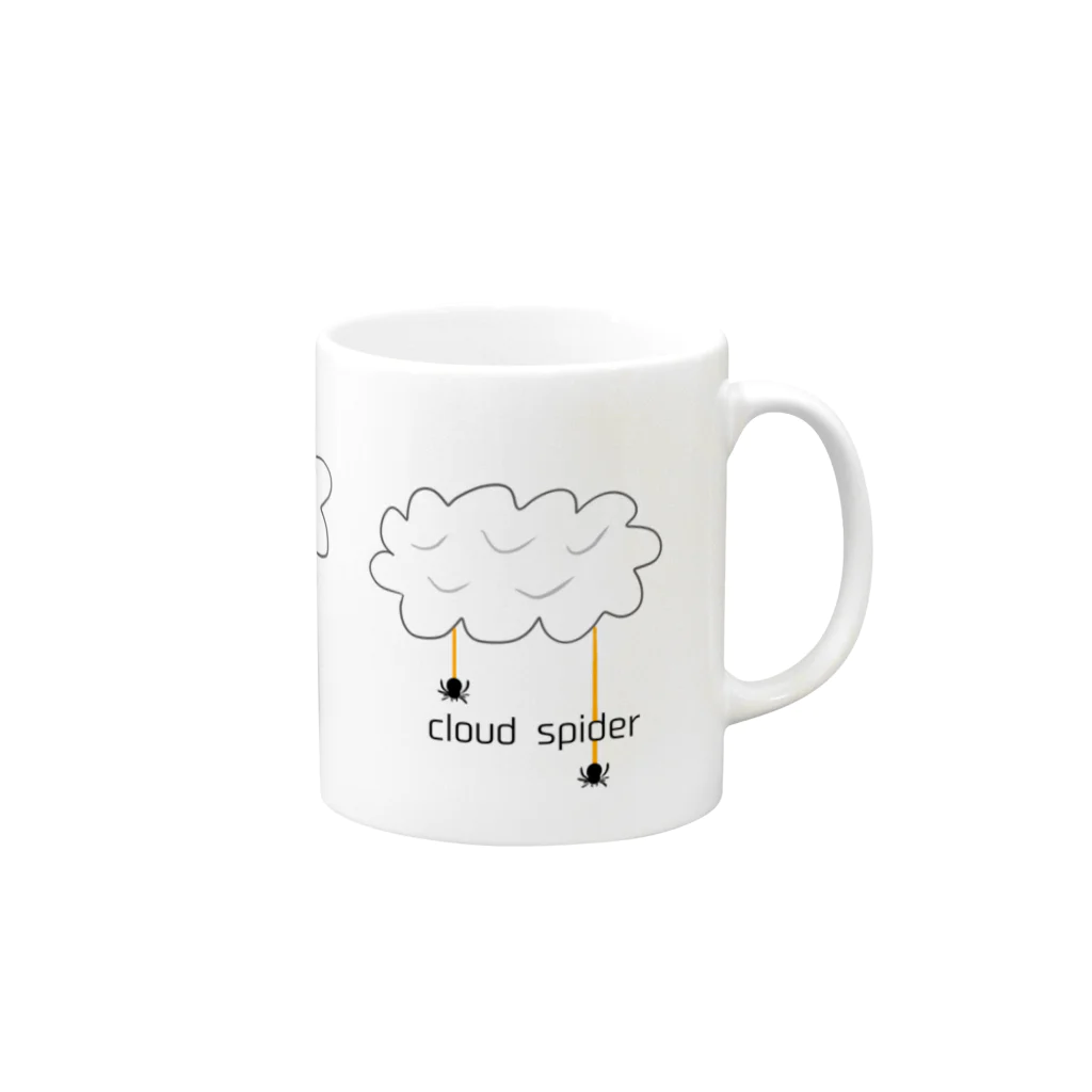 WordPlay 「言葉遊び」のcloud spider 「雲から蜘蛛」 Mug :right side of the handle