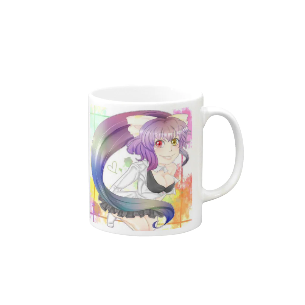 ぺちゃの ○。銀狐堂。○ の魔法が使えそうなポニテ娘 Mug :right side of the handle