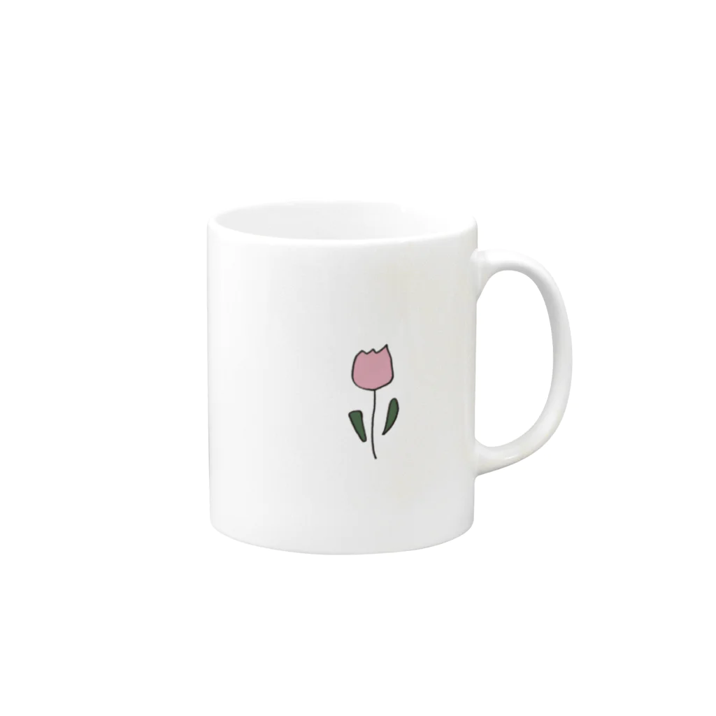 rilybiiのpink tulip Mug :right side of the handle